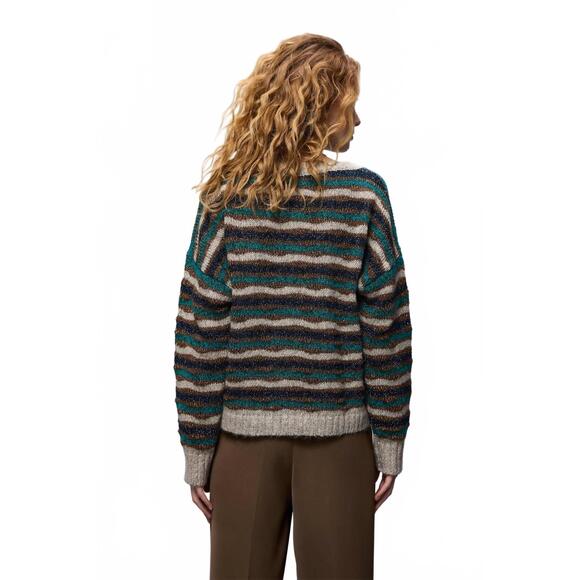 NEW SUMMUM alpaca crewneck sweater in multi